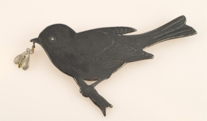 Oxidized bird pin