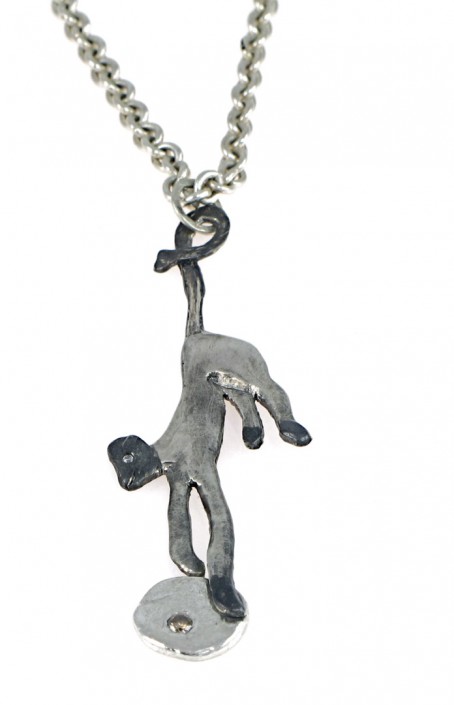 silver monkey necklace