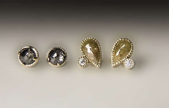 Gems_colored diamond rose cut studs