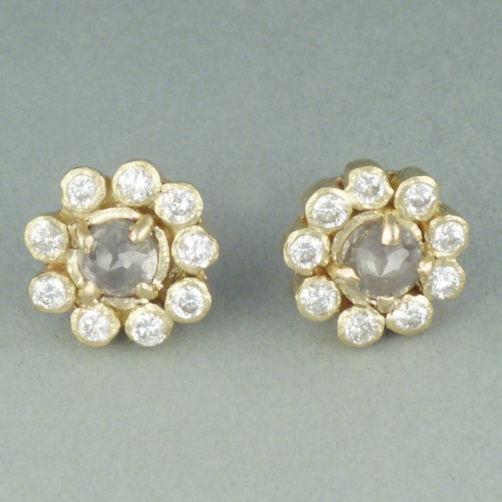 Gems_diamond studs with rose cut diamond studs