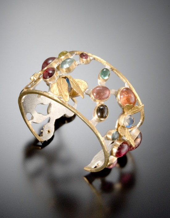 Gems_multi gemstone and gold cuff