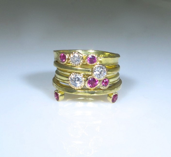Gems_ruby and diamond stacking rings