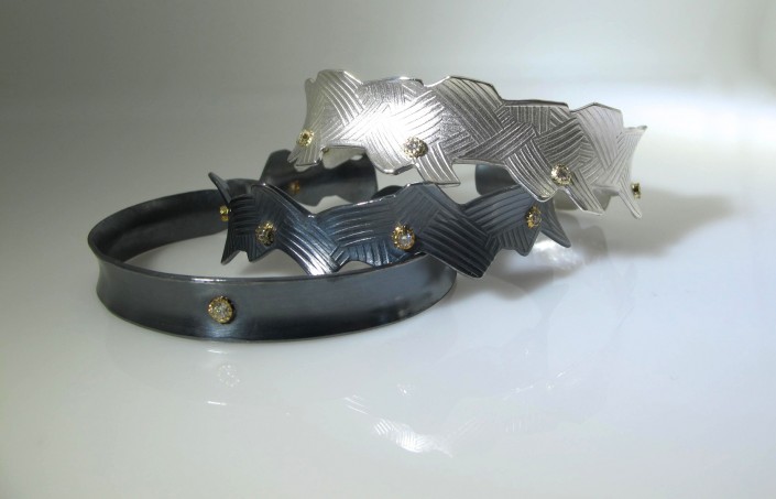 Geometric_oxidized silver and silver bangles