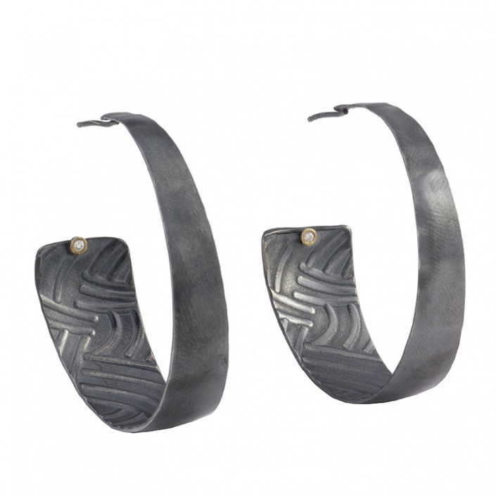 Geometric_oxidized silver hoops
