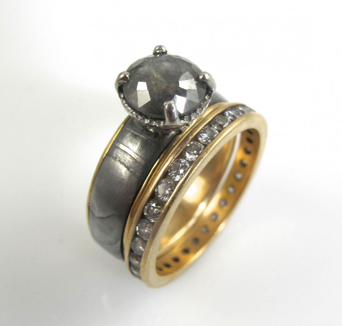 Marriage_diamond, gold, silver and steel engagement ring