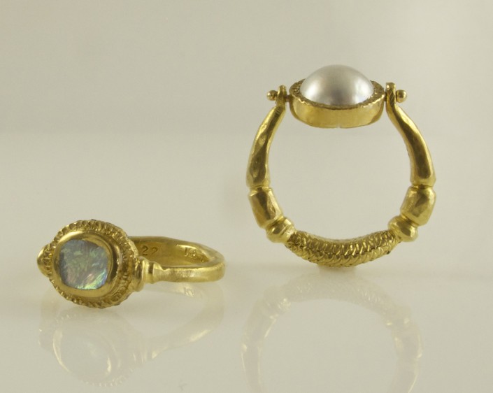 Marriage_pearl and diamond slice ring
