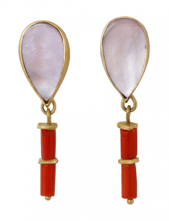 Ocean_pink shell and coral earrings