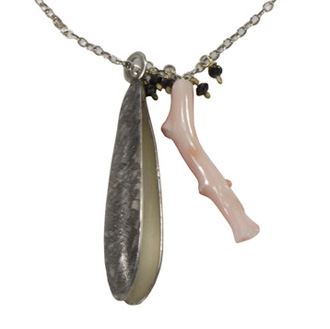 coral mussel shell necklace-fi